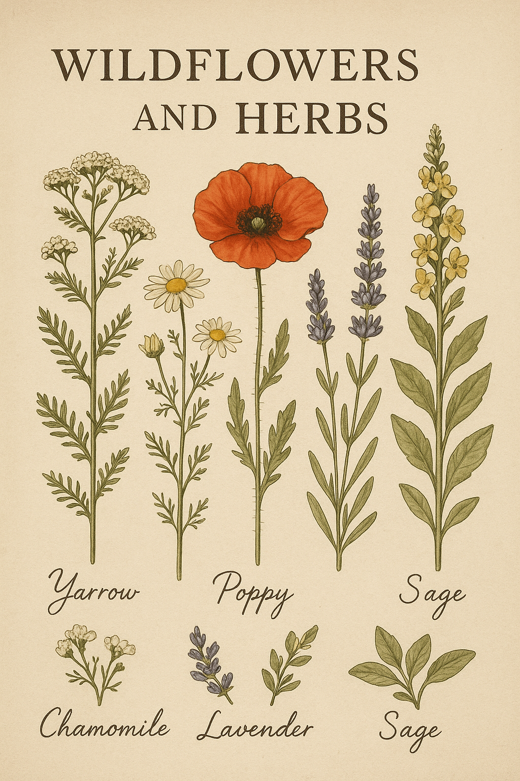Vintage Botanical Wildflower Illustration